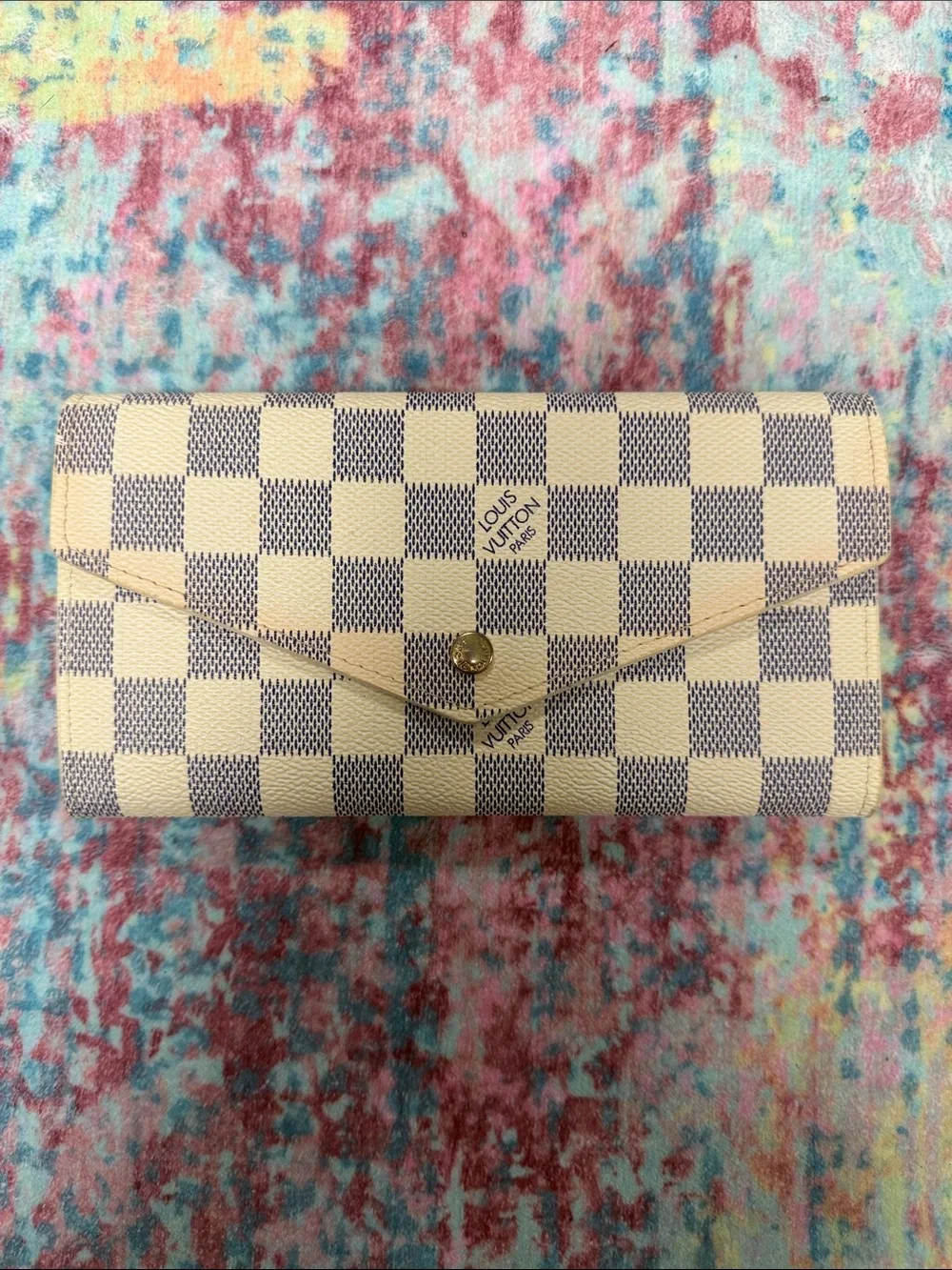 Damier Azur Checkered Wallet - White and Blue